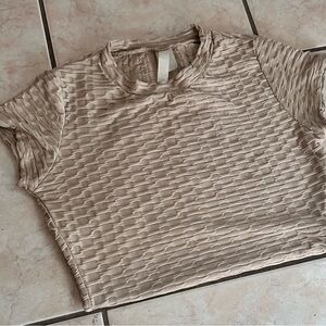 Elegant Beige Textured Crop Top